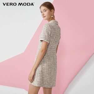 Vero Moda Tweed Collar Short Sleeve Mini Dress
